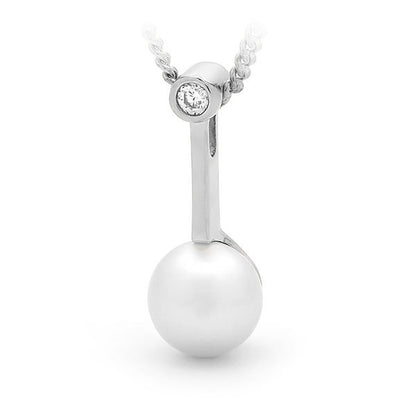 Freshwater Pearl & Diamond Drop Pendant