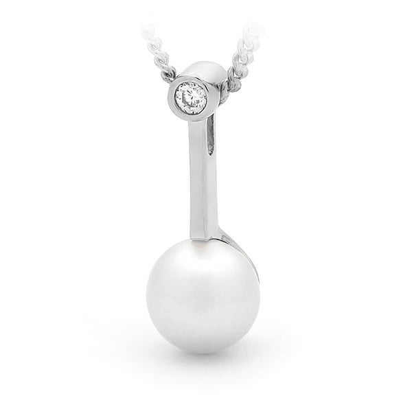 Freshwater Pearl & Diamond Drop Pendant