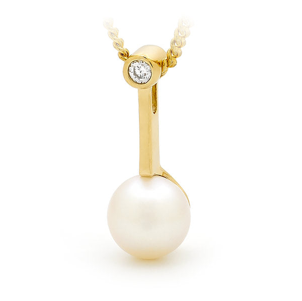 Freshwater Pearl & Diamond Drop Pendant