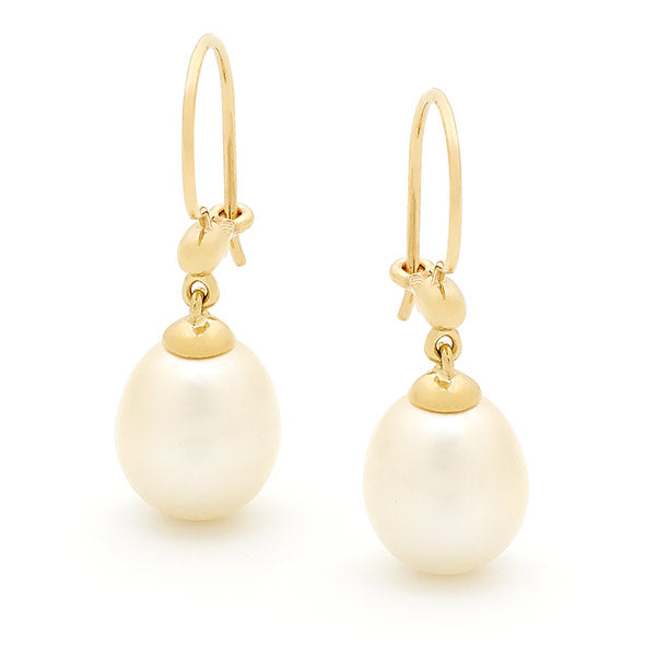 Freshwater Pearl Drop Cup Earrings