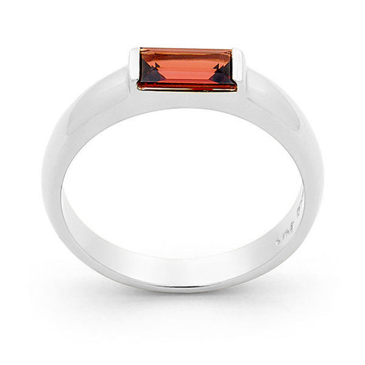 Garnet End Set Coloured Stone Dress Ring