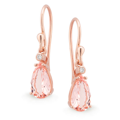 Morganite & Diamond Bezel/Claw Set Shepherd Hook Earrings