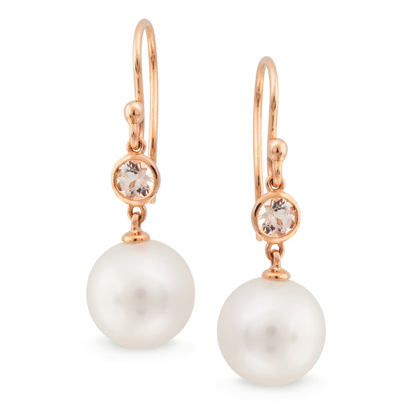 Morganite & Freshwater Pearl Drop Earrings