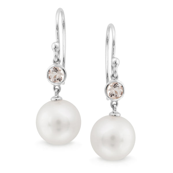Morganite & Freshwater Pearl Drop Earrings